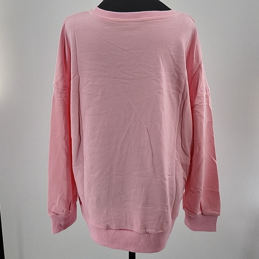 Pink Santa Wine Glass Sweatshirt New - Picture 15 of 15